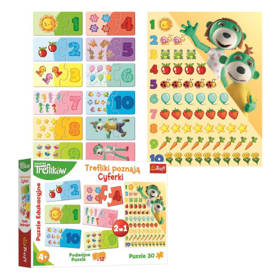 TREFL 15554 Puzzle 30 el. Edukacyjne Trefliki poznają cyferki 4+