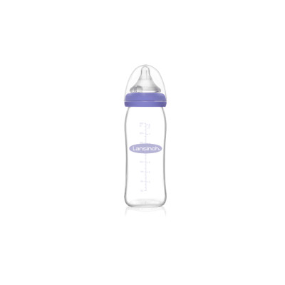 LANSINOH Szklana butelka do karmienia 240 ml + smoczek Natural/Wave