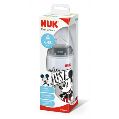 NUK 741019 Butelka FC+ PP 300ml ze wskaźnikiem temperatury DISNEY MYSZKA MIKI smoczek silikonowy M 6-18