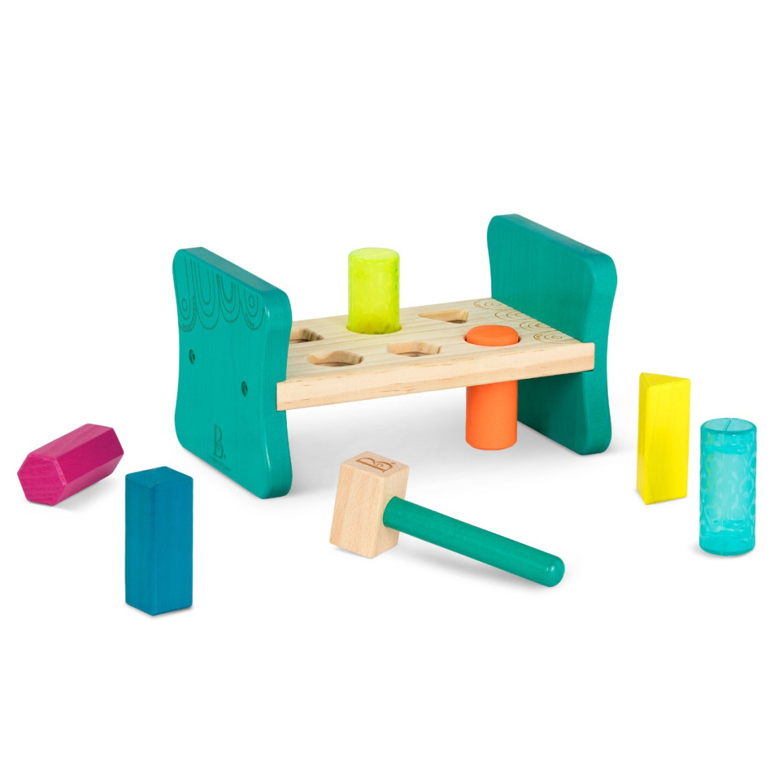 Colorful Pound & Play – drewniany sorter z młotkiem - wbijanka -