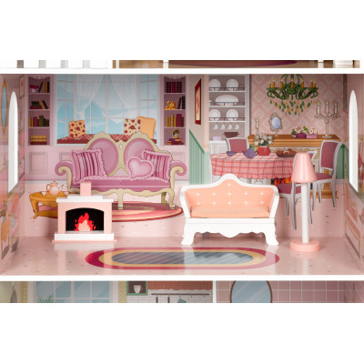 Duży domek dla lalek Barbie z kompletem mebelków ECOTOYS