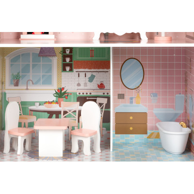 Duży domek dla lalek Barbie z kompletem mebelków ECOTOYS