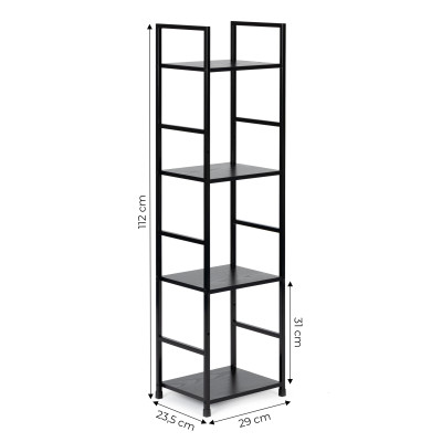 Regał drewniany nowoczesny metalowa rama LOFT 4 półki czarny