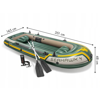 Ponton dla 4 osoób SEAHAWK 4 wiosła pompka INTEX 68351
