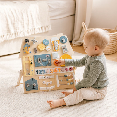 Duża drewniana tablica manipulacyjna sensoryczna dla dzieci panel edukacyjny XL
