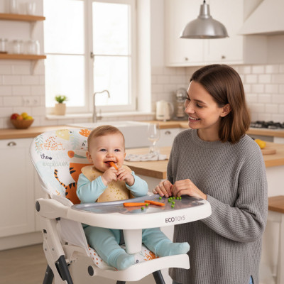 Fotelik krzesełko do karmienia dzieci składane + zabawki ECOTOYS