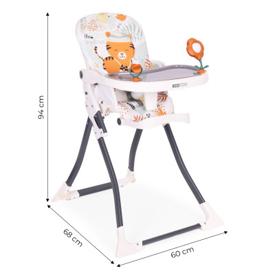 Fotelik krzesełko do karmienia dzieci składane + zabawki ECOTOYS