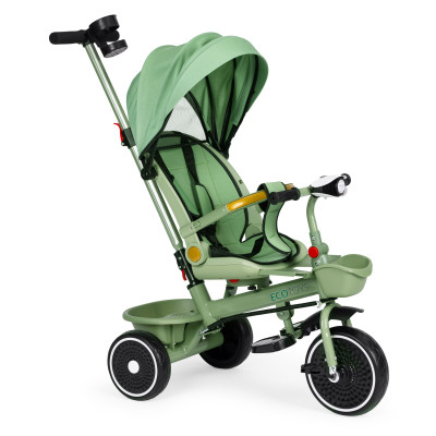 Rowerek trójkołowy spacerówka  2w1 obracane siedzisko składany daszek zielony - ECOTOYS
